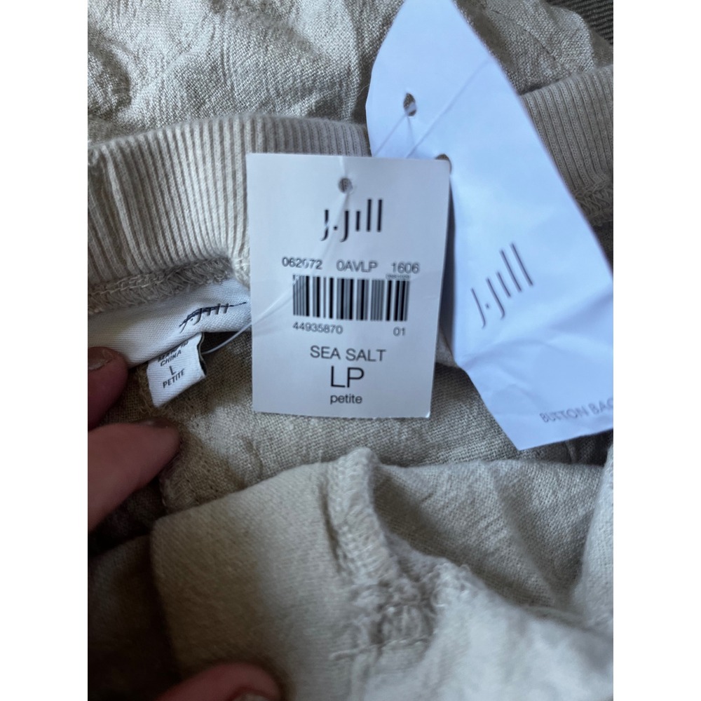 J. Jill Pure Linen Cropped Pants Sea Salt Beige Petite Large LP NWT 062072 - Picture 12 of 15